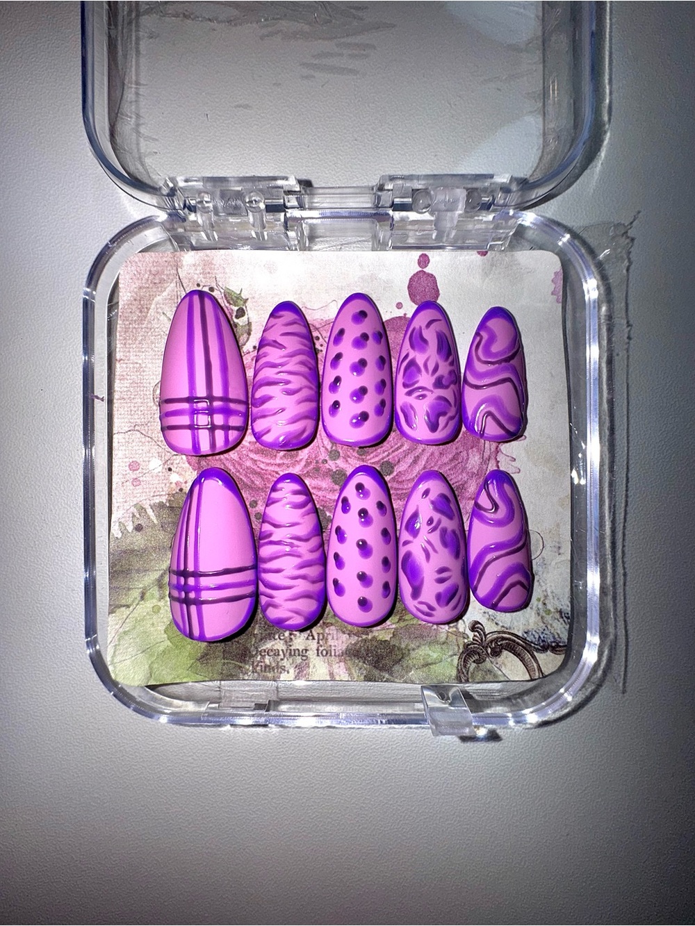 Vibrant Purple Patterned Press-On Nails